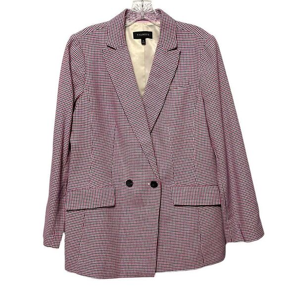 NWOT TALBOTS Pink Houndstooth Check Blazer 12 - Picture 1 of 8